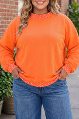 Women's Polka Dot Patchwork Round Neck Plus Size Sweatshirt HALLOWEEN or CHRISTMAS