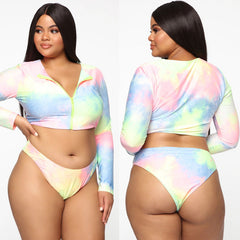 Women's Plus Size Long-Sleeve Bikini Swimsuit