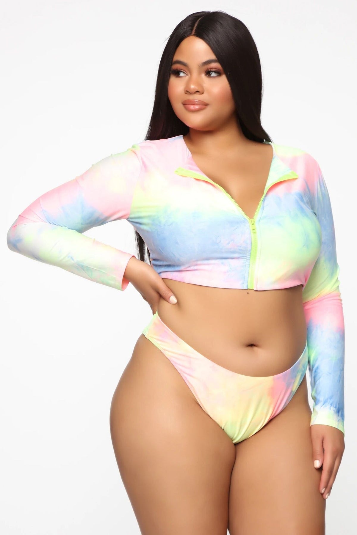 Women's Plus Size Long-Sleeve Bikini Swimsuit