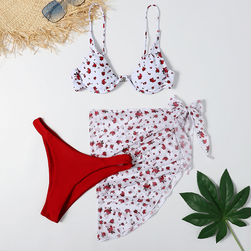 Women's Leopard Print Three Piece Bikini Set