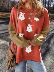 HALLOWEEN Women's Glitter Ghost Patched Sweatshirt