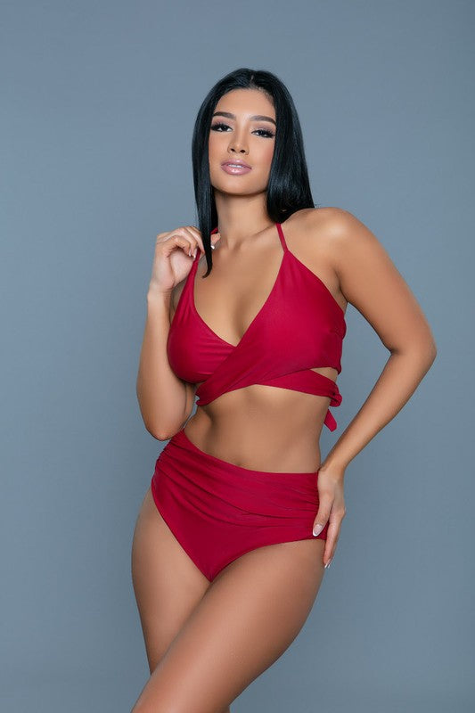 Women's High Waist Wrap Two-Piece Bikini Swimsuit