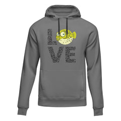 Outdoorzees Unisex Love Fishing Green Blowfish Globe Hoodie