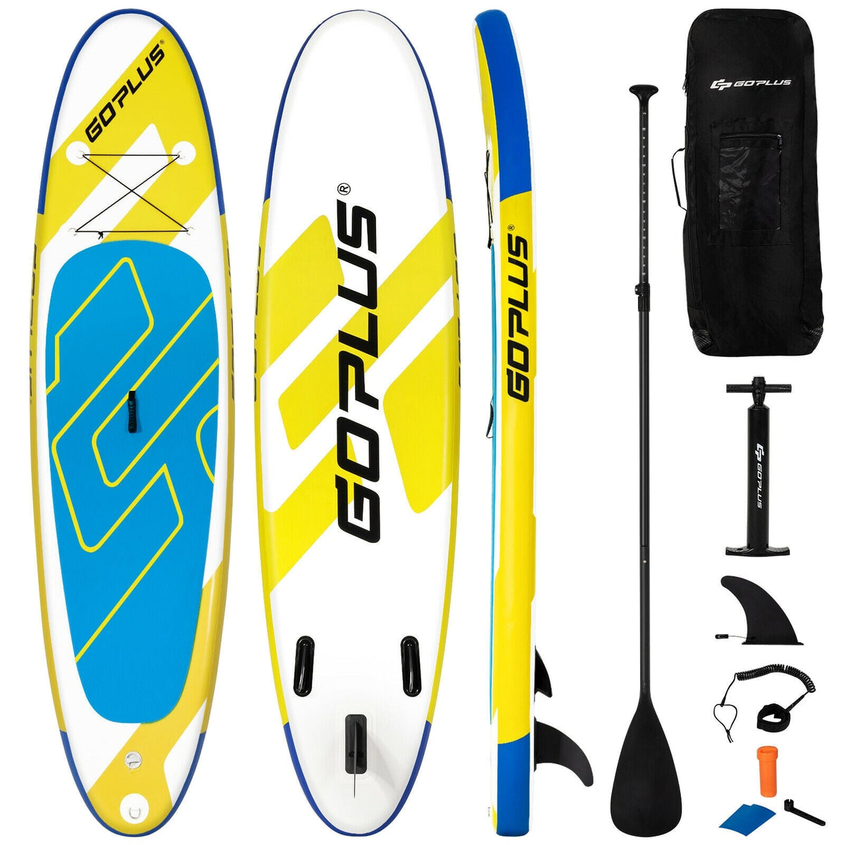 10 Foot Inflatable Stand Up Paddle Board, 6 Inches Thick with Backpack, Leash, Aluminum Paddle