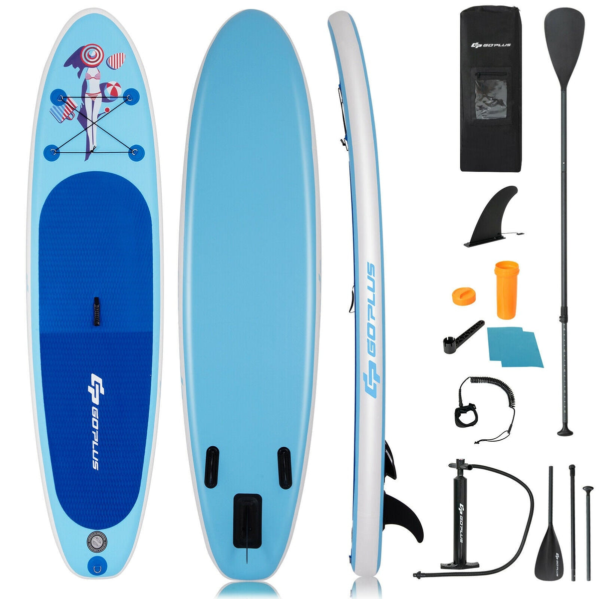 10 Foot Inflatable Stand Up Paddle Board with Adjustable Paddle, Pump
