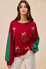 CHRISTMAS Women's Embroidered Tree Sweater