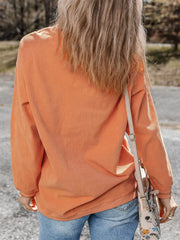 AUTUMN Women's Sequined Pumpkin Ribbed, Round Neck Sweatshirt