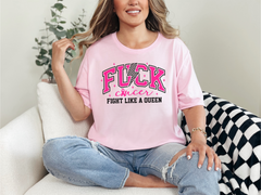 Women's 'Fight Like a Queen' Empowering Cancer Awareness T-Shirt