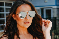 Unisex Black/Silver Aviator Sunglasses