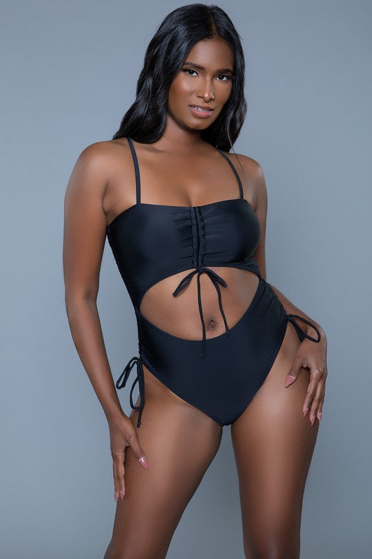 Women's Neon 'Paisley' Rouched One-Piece Monokini Swimsuit