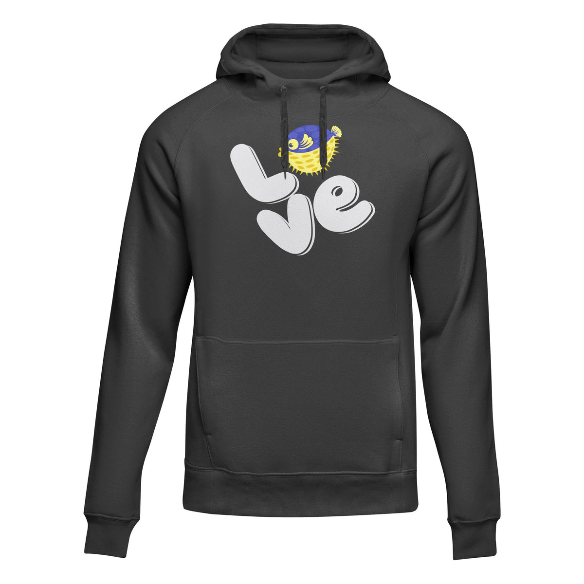 Outdoorzees Unisex Love Fishing Blue Blowfish Globe Hoodie