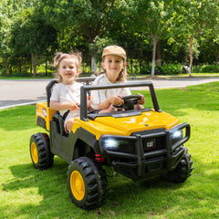 24V Kids Ride On Licensed Caterpillar Dump Truck 2-Seater with Remote Control - Yellow