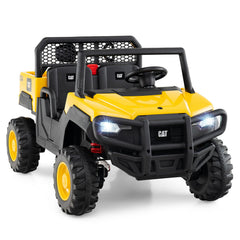 24V Kids Ride On Licensed Caterpillar Dump Truck 2-Seater with Remote Control - Yellow