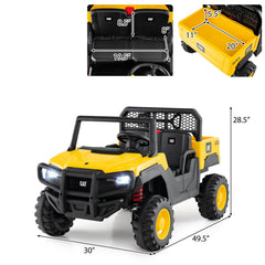 24V Kids Ride On Licensed Caterpillar Dump Truck 2-Seater with Remote Control - Yellow