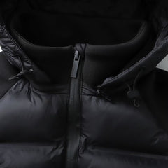 Women's Black Patchwork Thermal Long-Sleeve Hooded Cotton-Padded Jacket