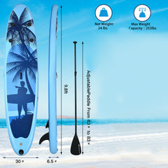 9.8-11 Foot Inflatable Stand Up Paddle Board with Paddle, Pump, Bag