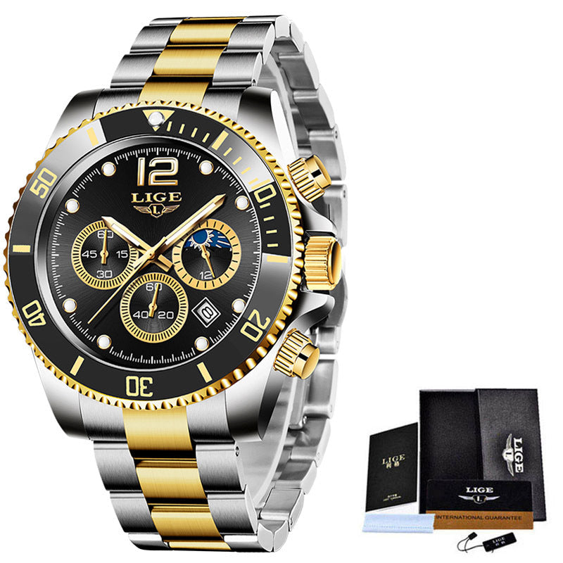 Men's Chronograph Watch with Stainless Steel Case/Bracelet - 30m