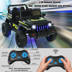 GBruno Store 12V Kids Ride-on Jeep Car with 2.4 G Remote Control - Black & Green