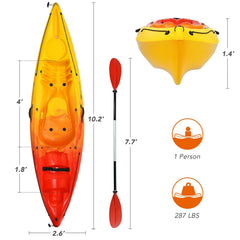 10 Foot GoPlus Sit-on-Top Kayak with Detachable Aluminum Paddle