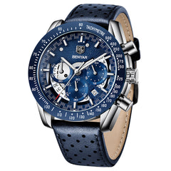 Men's Chronograph Watch with Leather Strap - 30m
