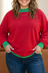 Women's Polka Dot Patchwork Round Neck Plus Size Sweatshirt HALLOWEEN or CHRISTMAS
