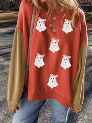 HALLOWEEN Women's Glitter Ghost Patched Sweatshirt
