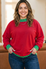 Women's Polka Dot Patchwork Round Neck Plus Size Sweatshirt HALLOWEEN or CHRISTMAS