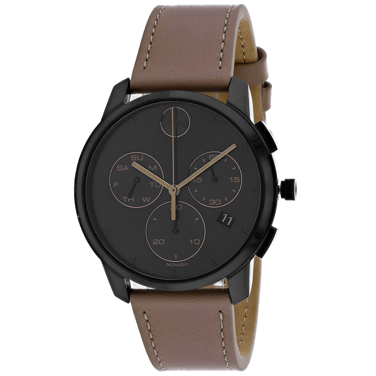 Movado Men's Bold - Black Dial, Light Brown Strap - 30m