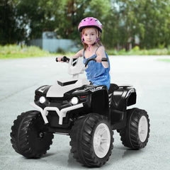 GBruno Store 12V Kids Ride on ATV with LED Lights and Treaded Tires and LED lights - White