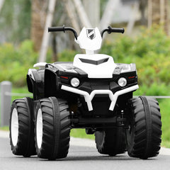 GBruno Store 12V Kids Ride on ATV with LED Lights and Treaded Tires and LED lights - White