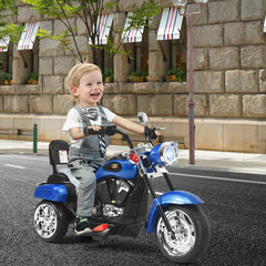 6V Kids Ride On Trike/Motorbike with Horn and Headlight - Black & White