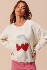 Women's Heart Cherry Knitted Sweater