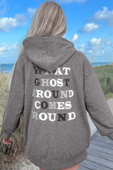 HALLOWEEN Women's Cute Ghost Print Mineral Wash Oversize Hoodie