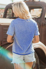 Women's USA Patch Mineral Wash Vintage Graphic Top