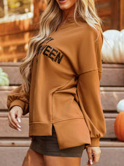 HALLOWEEN Women's 'Happy Halloween' Graphic Notched Long Sleeve T-Shirt