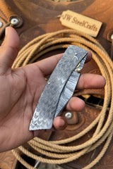 Forgehammer Folder Knife 8" - Handmade, All-Steel Damascus, Liner Lock