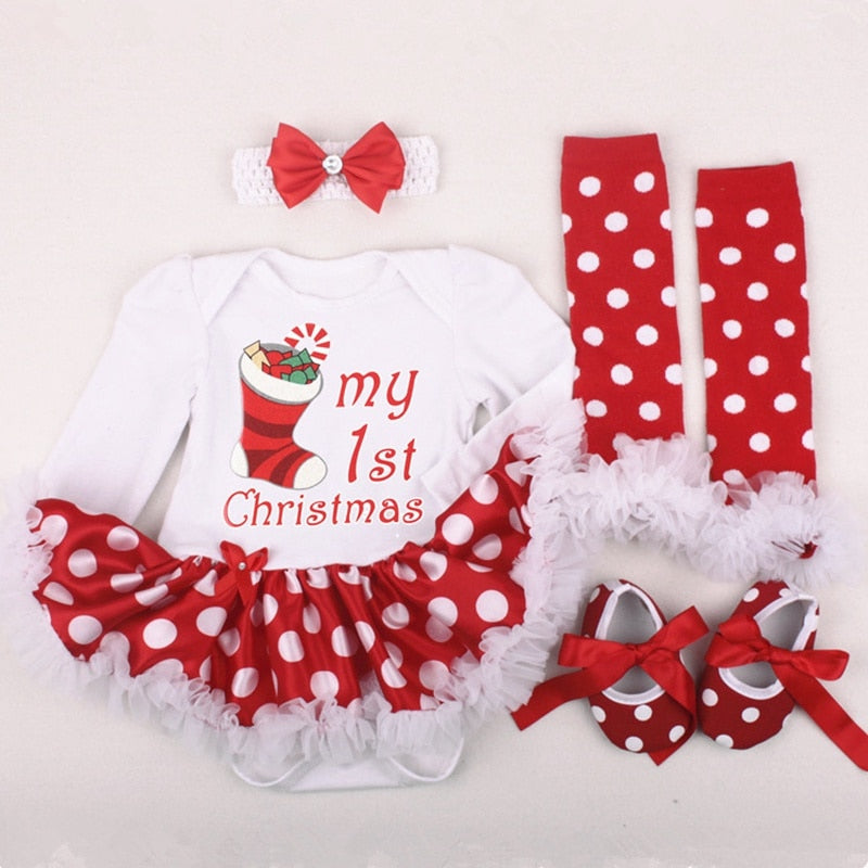 Infant Girl's Four-Piece Christmas Clothing Set