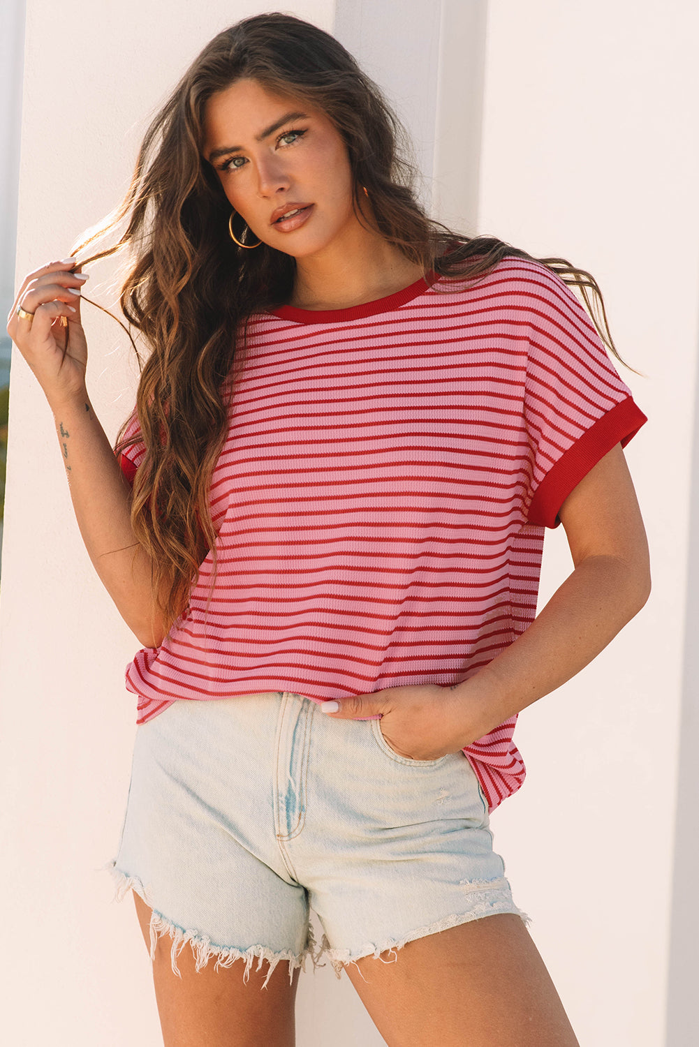 Women's 'Mckenzie' Stripe Knitted Round Neck Top