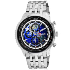 Seapro Men's Meridian World Timer GMT - Blue Dial, Silver Bracelet - 100m