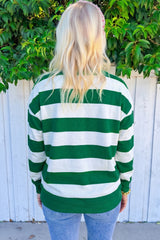 Women's Striped 'holly jolly' Letter Embroidered Pullover Sweatshirt CHRISTMAS