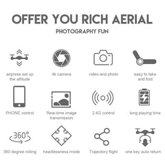 Anti Spier RC Drone With 4K HD Dual Camera WiFi FPV Foldable Quadcopter +4 Battery