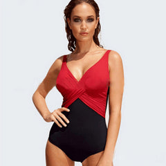 Women's One-Piece Contrast Color Swimsuit