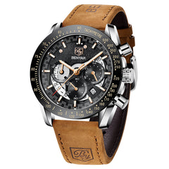 Men's Chronograph Watch with Leather Strap - 30m