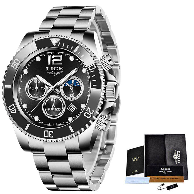 Men's Chronograph Watch with Stainless Steel Case/Bracelet - 30m