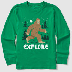 Kids Unisex Bigfoot 'Explore' Long Sleeve Crusher T-Shirt - Life Is Good