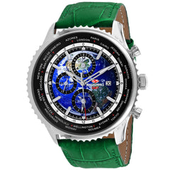 Seapro Men's Meridian World Timer GMT - Blue Dial, Green Strap - 100m