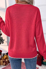 Women's Stitched Detail Christmas Tree Holiday Casual Sweater