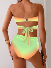 Women's Cross Gather High Waist Two-Piece Bikini Swimsuit