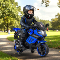 6V Kids Motorcycle with Headlights, Music, and Detachable Training Wheels