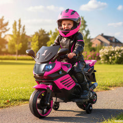 6V Kids Motorcycle with Headlights, Music, and Detachable Training Wheels